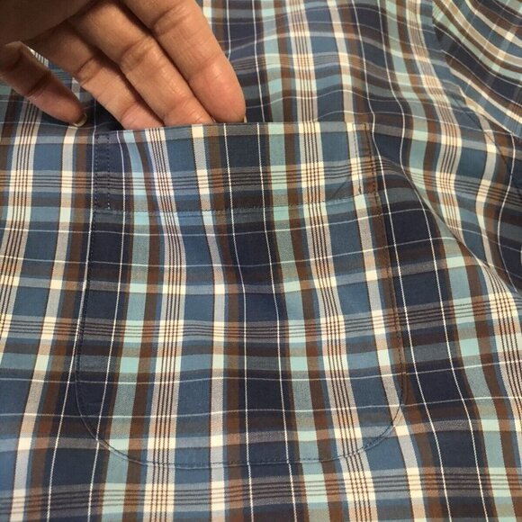 Peter Millar Mens Large Blue Plaid Long Sleeve Button Up Shirt Casual orWork. - Picture 4 of 8